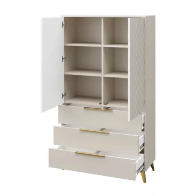 Széles gardrób 104 cm fiókokkal XELA - homokbézs