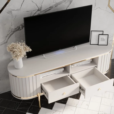 TV-állvány TEYO - 150 cm, fehér