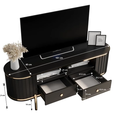 TV-állvány TEYO - 150 cm, fehér
