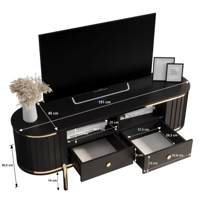 TV-állvány TEYO - 150 cm, fehér