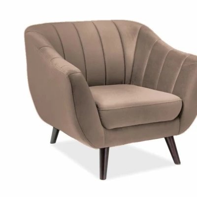 Kárpitozott fotel MAISIE - sötét bézs / wenge
