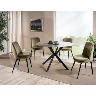Kerek étkezőasztal 90 cm KAMILO - szürke / fekete