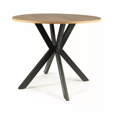Kerek étkezőasztal 90 cm KAMILO - tölgy / fekete