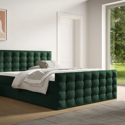 Kárpitozott ágy 120x200 ELPIDA - üvegzöld + INGYENES fedőtakaró