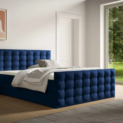 Kárpitozott ágy 120x200 ELPIDA - sötétkék + INGYENES fedőtakaró