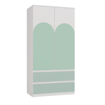 Gyerek gardrób 90 cm fiókokkal DUSTER - fehér / mentol