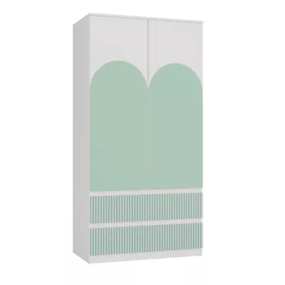 Gyerek gardrób 90 cm fiókokkal DUSTER - fehér / mentol