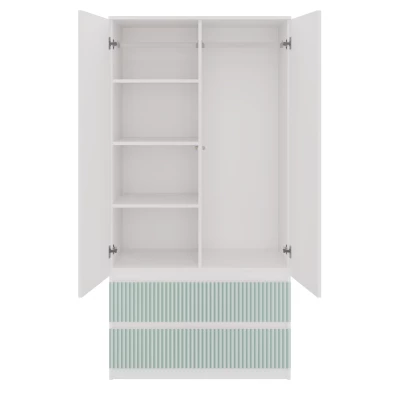 Gyerek gardrób 90 cm fiókokkal DUSTER - fehér / mentol