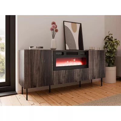 ANGET komód elektromos kandallóval - diófa