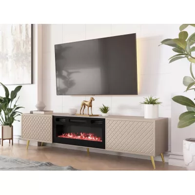 TV állvány elektromos kandallóval TAGO - homokbézs