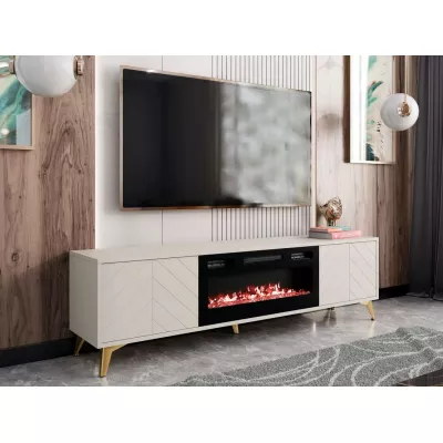 TV állvány elektromos kandallóval XELA - homokbézs