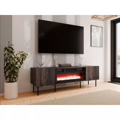 TV állvány elektromos kandallóval ANGET - diófa