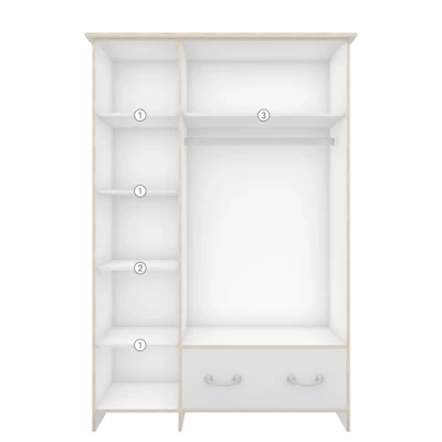 Kombinált gardrób 133 cm TIFI - fehér / sonoma tölgy