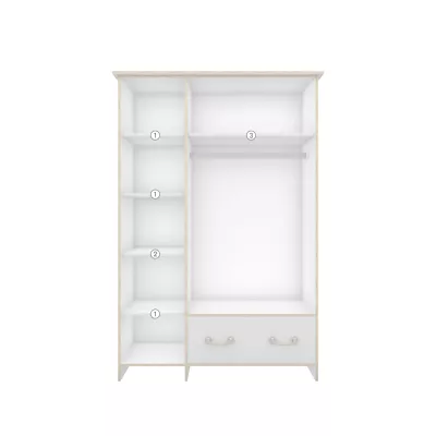 Kombinált gardrób 133 cm TIFI - fehér / sonoma tölgy