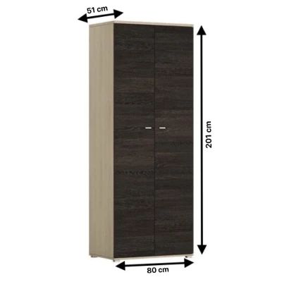Keskeny gardrób 80 cm ALLA - kőris / cantebury tölgy