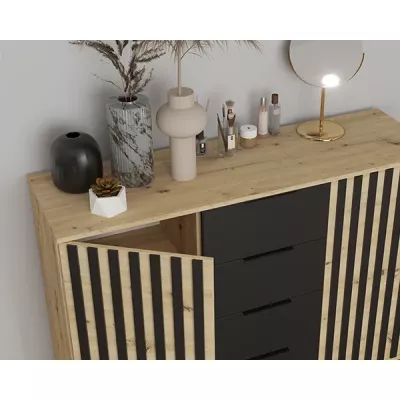 PUNIA kombinált komód - artisan tölgy / fekete