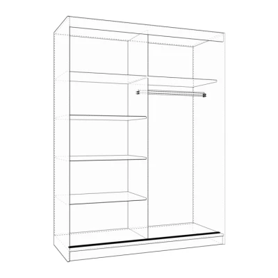 VALA gardróbszekrény 150 cm tolóajtóval - fekete / artisan tölgy / fekete