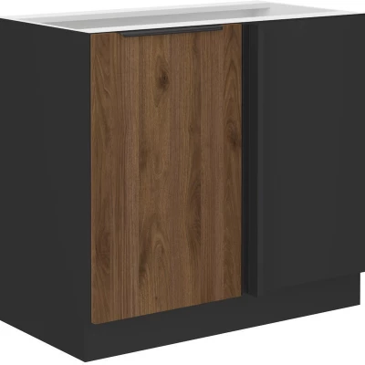 TOVA bővíthető sarokszekrény - szélesség 105 cm, okapi diófa / fekete
