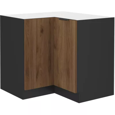 TOVA alsó sarokszekrény - szélesség 90x90 cm, okapi dió / fekete