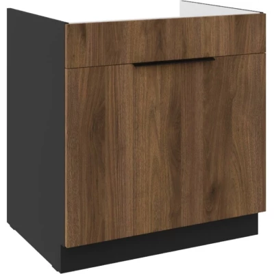 TOVA mosogató alsószekrény - szélesség 80 cm, okapi dió / fekete