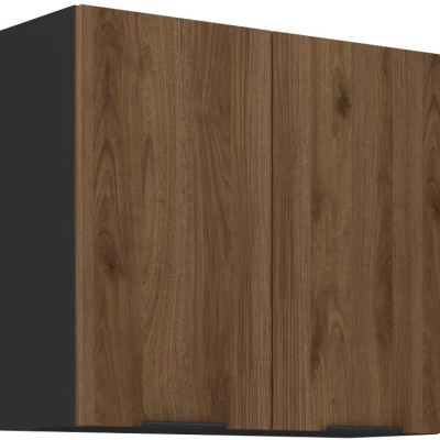 TOVA felső konyhaszekrény - szélesség 80 cm, okapi diófa / fekete