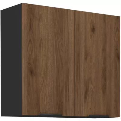 TOVA felső konyhaszekrény - szélesség 80 cm, okapi diófa / fekete