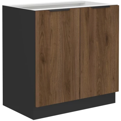 Alsó kétajtós szekrény TOVA - szélesség 80 cm, okapi dió / fekete