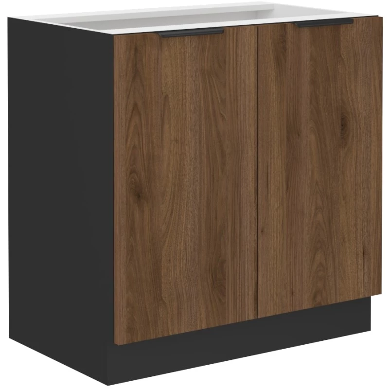 Alsó kétajtós szekrény TOVA - szélesség 80 cm, okapi dió / fekete