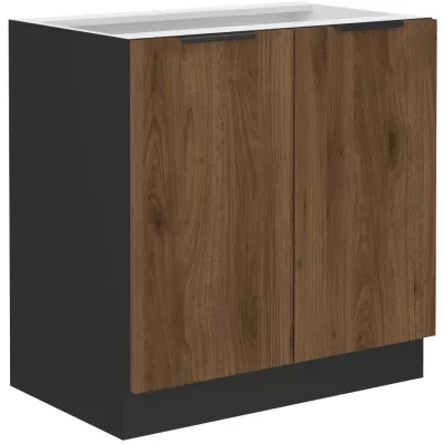 Alsó kétajtós szekrény TOVA - szélesség 80 cm, okapi dió / fekete