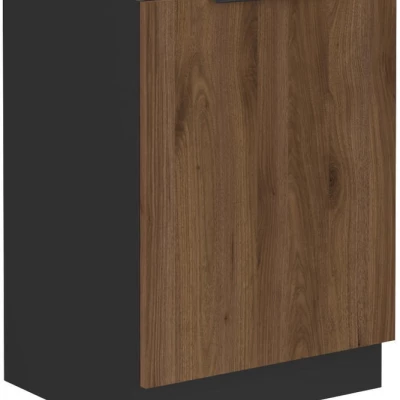 Alsó, egyajtós szekrény TOVA - szélesség 60 cm, okapi diófa / fekete