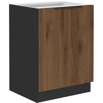 Alsó, egyajtós szekrény TOVA - szélesség 60 cm, okapi diófa / fekete