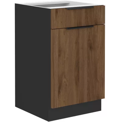 TOVA alsószekrény fiókkal - szélesség 50 cm, okapi diófa / fekete