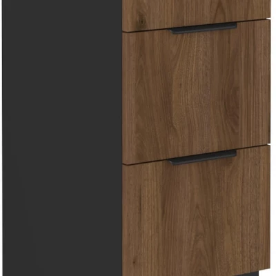 TOVA alsó fiókos szekrény - szélesség 40 cm, okapi diófa / fekete