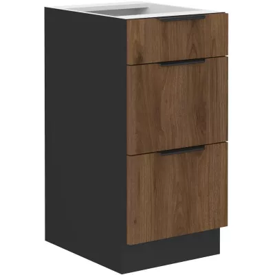 TOVA alsó fiókos szekrény - szélesség 40 cm, okapi diófa / fekete