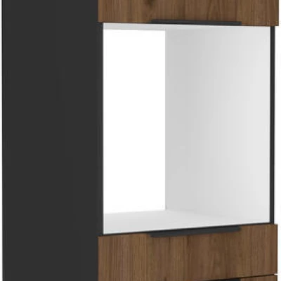 Beépített sütőszekrény fiókokkal TOVA - szélesség 60 cm, okapi dió / fekete