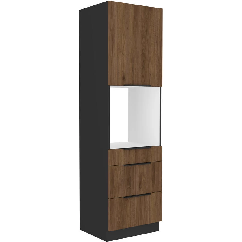 Beépített sütőszekrény fiókokkal TOVA - szélesség 60 cm, okapi dió / fekete
