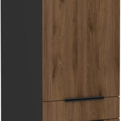 TOVA fiókos élelmiszerszekrény - szélesség 60 cm, okapi diófa / fekete