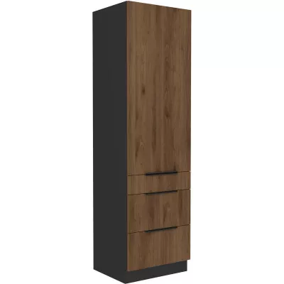 TOVA fiókos élelmiszerszekrény - szélesség 60 cm, okapi diófa / fekete
