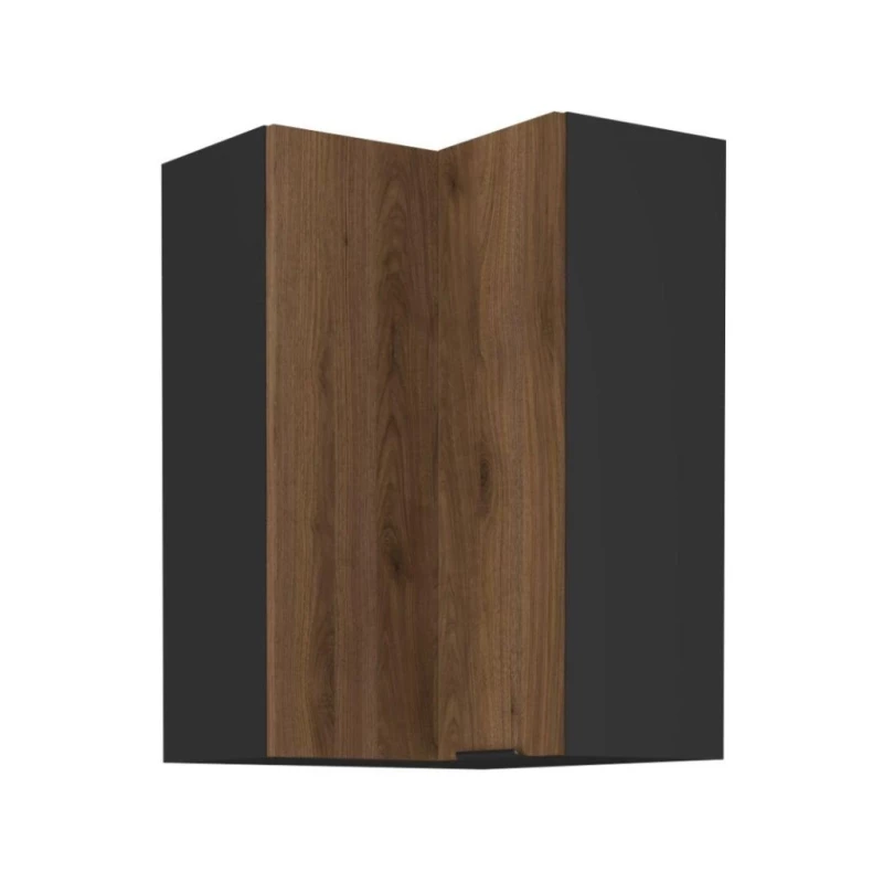 Magas sarokszekrény TOVA 2 - 60x60 cm, okapi dió / fekete