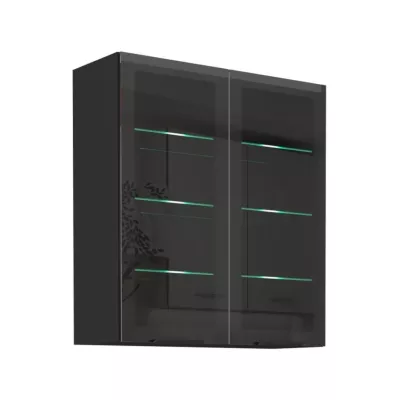 SAJU magas üveges szekrény - szélesség 80 cm, fekete