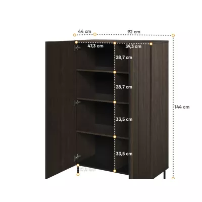 Alacsony polcos szekrény 92 cm MEXIA - portland kőris / fekete