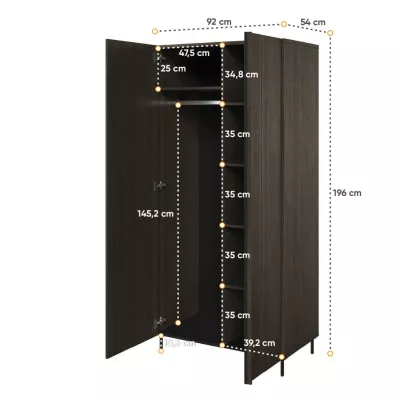 Kétajtós szekrény 92 cm MEXIA - portland kőris / fekete