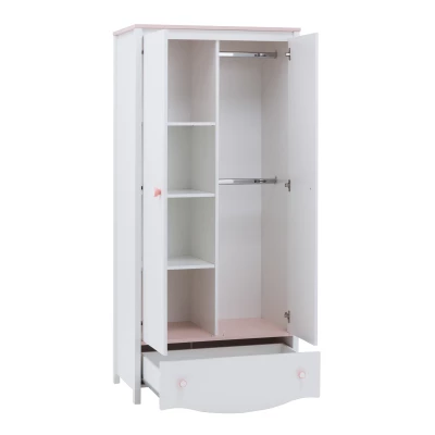 Gyerek gardrób 85 cm MISE - fehér / rózsaszín