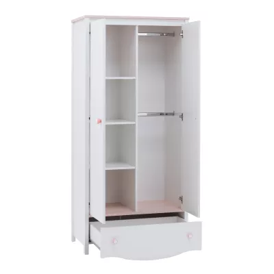 Gyerek gardrób 85 cm MISE - fehér / rózsaszín