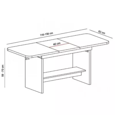 Kihúzható dohányzóasztal VELYR - artisan tölgyfa