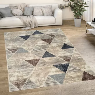 Geometrikus darab szőnyeg 140x190 cm OZAN - bézs / szürke
