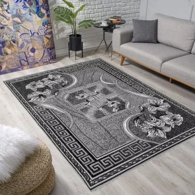 Mintás szőnyeg 160x220 cm LUKEN - szürke / fekete