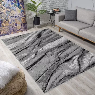 Téglalap alakú szőnyeg 80x150 cm LUKEN - szürke / fekete