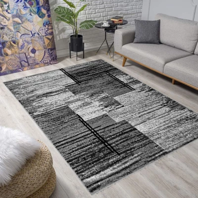 Szőnyeg 160x220 cm LUKEN téglalap alakú - szürke / fekete