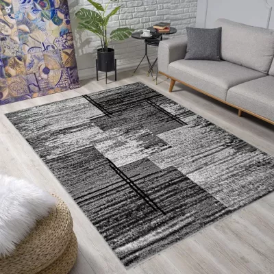 Szőnyeg 160x220 cm LUKEN téglalap alakú - szürke / fekete